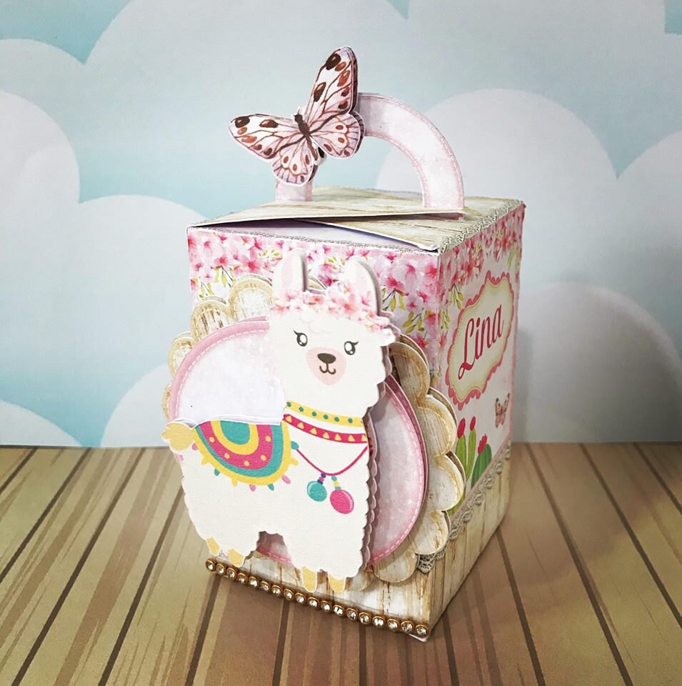 Llama Party Handle Favor Box, Personalized, Candy Box, Treat Box, Goodie Bag, Llama Bbay Shower, Llama Themed Birthday Party Decorations