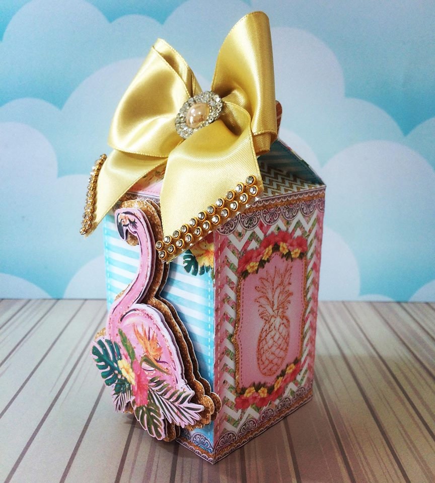 Flamingo Party Milk Favor Box, Flamingo Decoration, Treat Box, Goodie Bag, Flamingo Baby Shower, Flamingo Themed Birthday Party Decorations