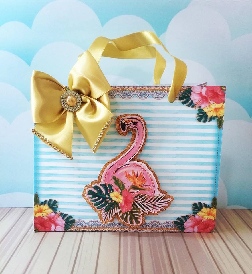 Flamingo Party Favor Bag, Personalized favor boxes, Candy Box, Treat Box, Goodie Bag, Flamingo Themed Birthday Party Decorations.