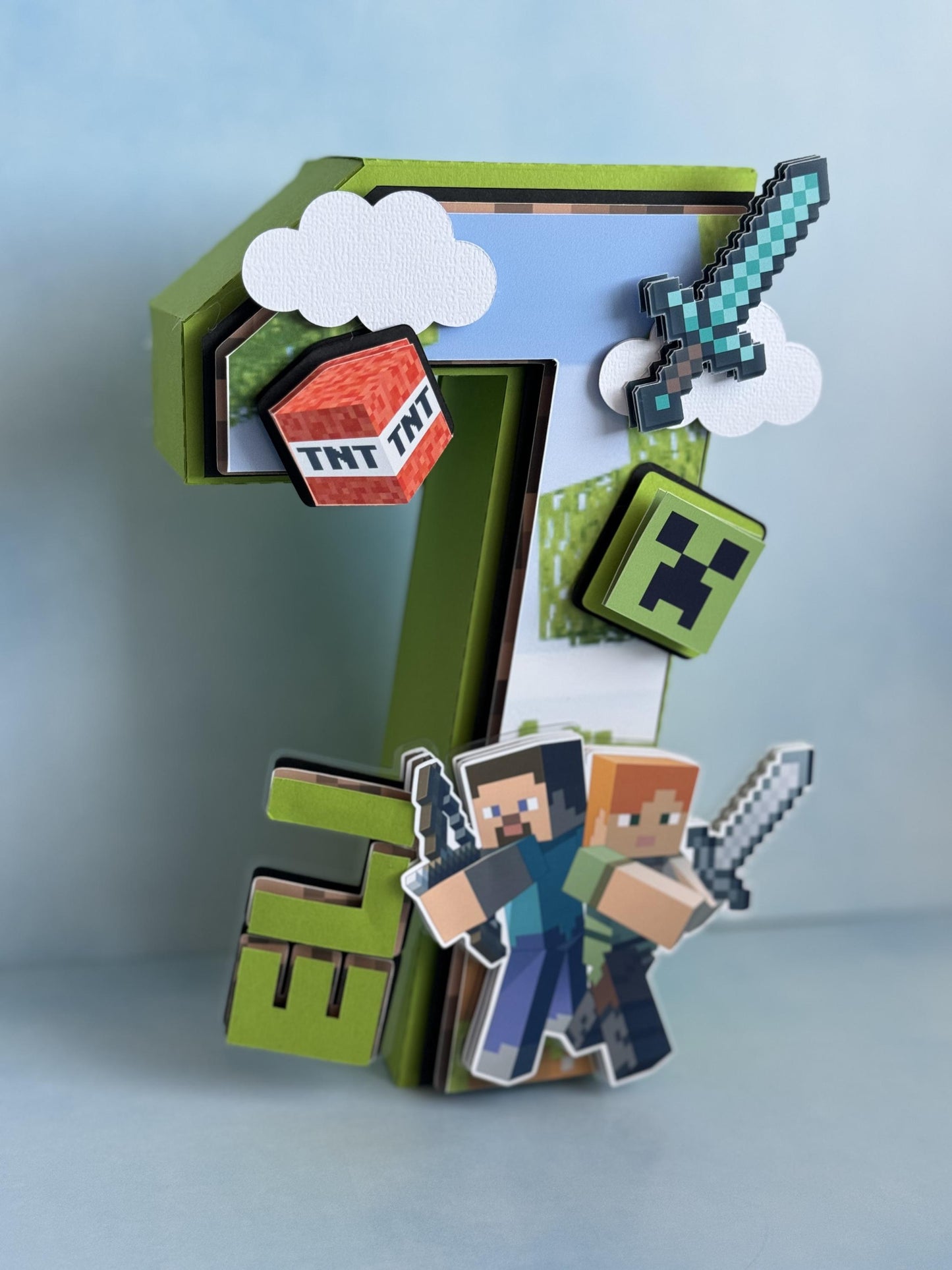 Minecraft 3D Letter | Minecraft Birthday| Minecraft Party | Minecraft Party decorations | Custom Name| Block Party Decor | Paper Party Decor