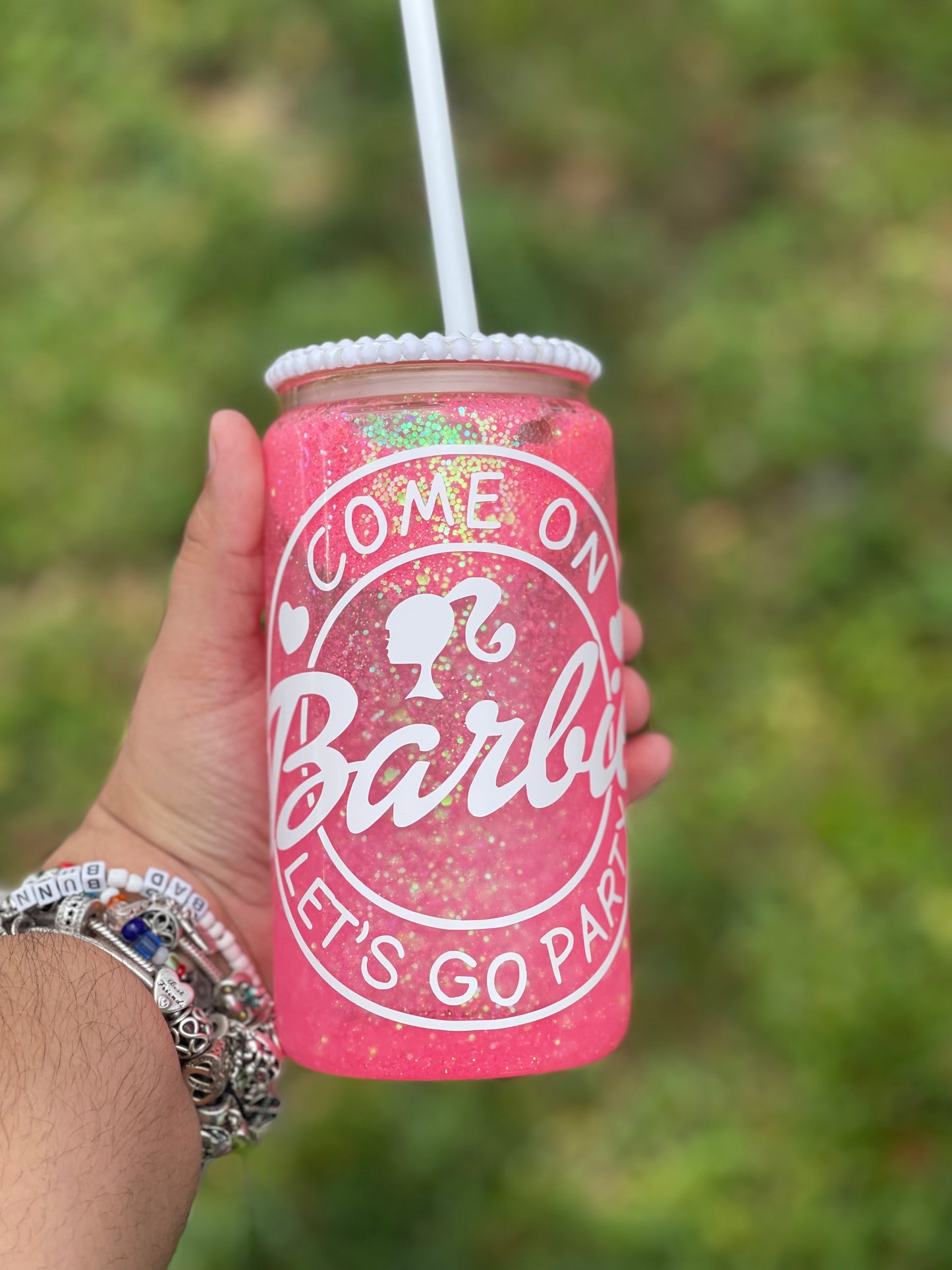 BB Girl pink Snowglobe tumbler