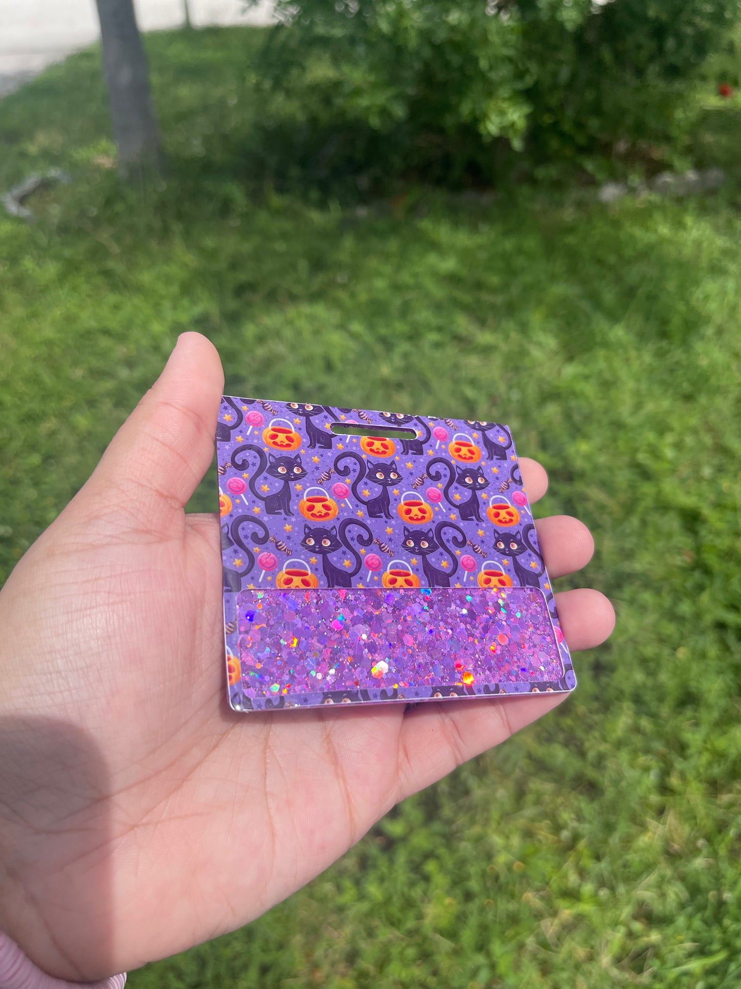 Purple Halloween Cats Badge Buddy