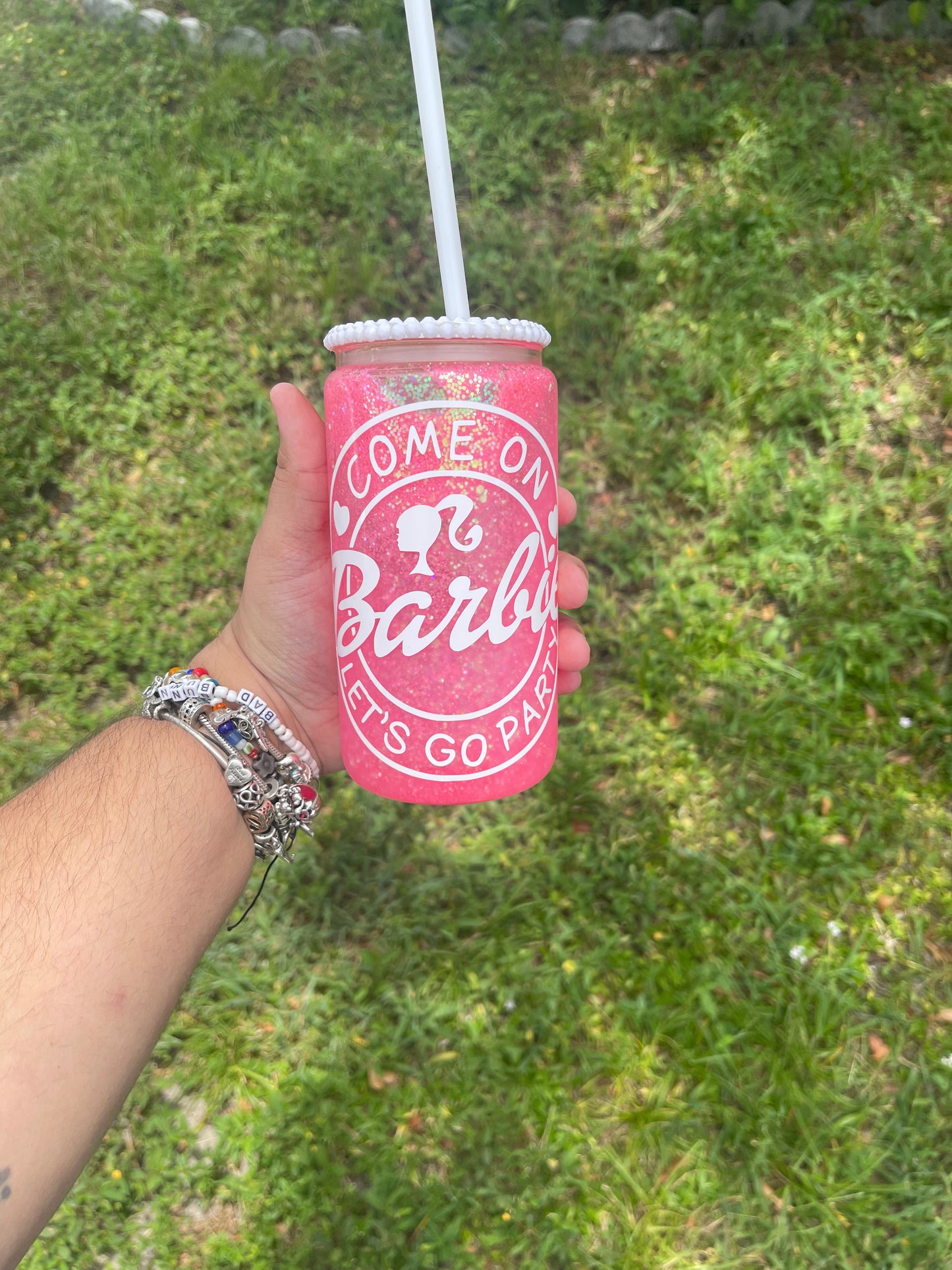 BB Girl pink Snowglobe tumbler
