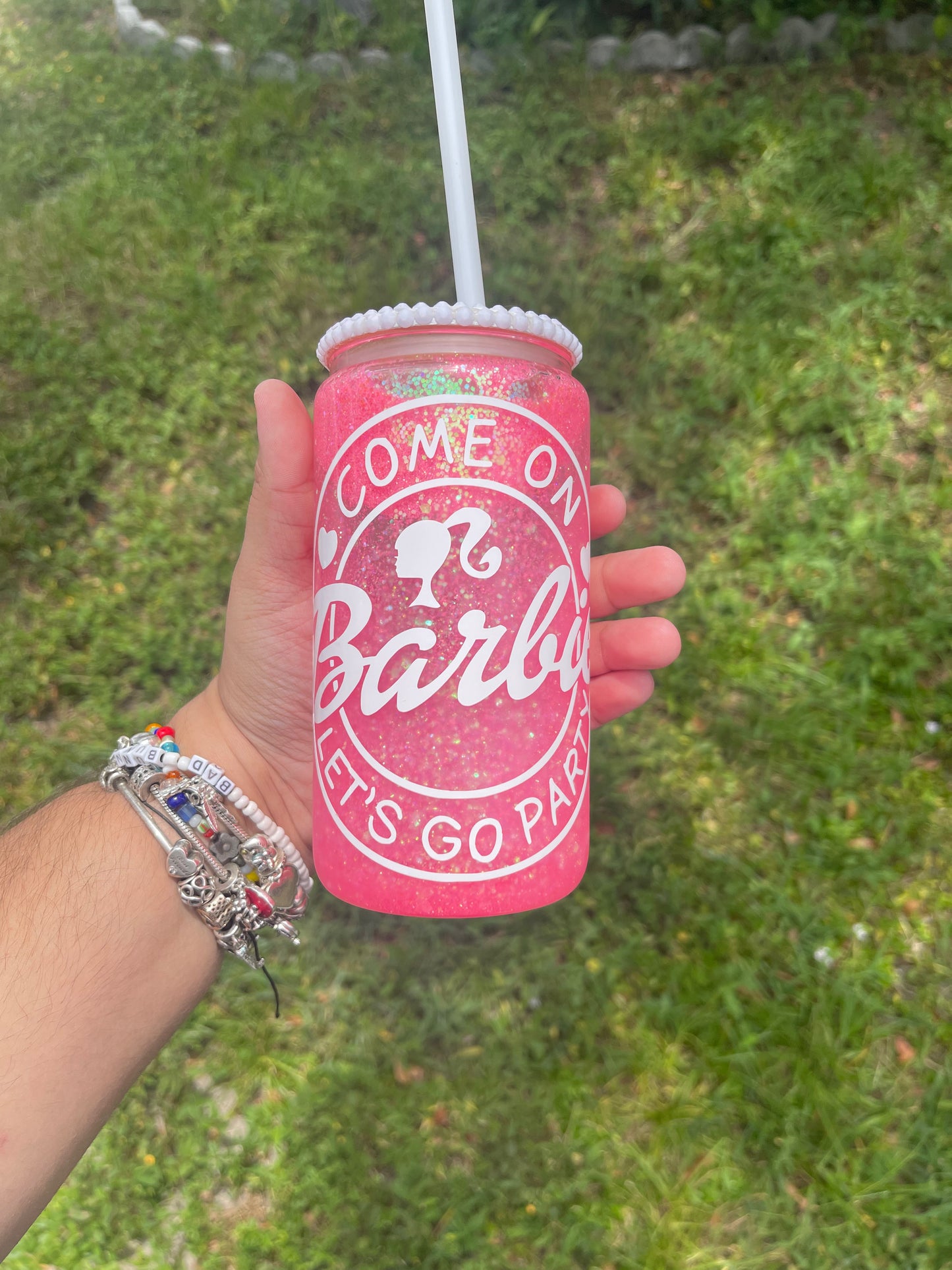 BB Girl pink Snowglobe tumbler