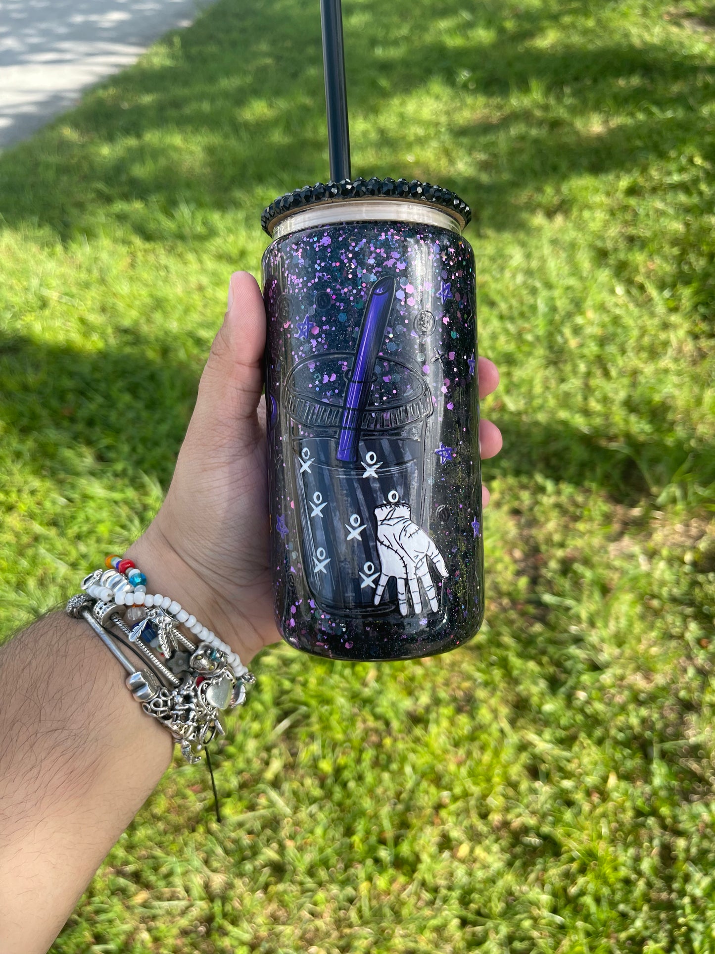 Wednesday Addams Halloween snowglobe tumbler