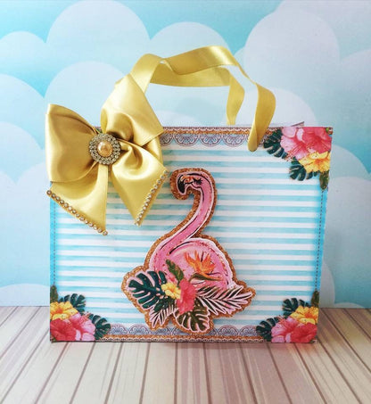 Flamingo Party Favor Bag, Personalized favor boxes, Candy Box, Treat Box, Goodie Bag, Flamingo Themed Birthday Party Decorations.