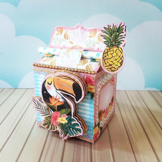 Flamingo Theme Box with Straw. Flamingo theme Treat Boxes. Flamingo Party decor and gift boxes. Candy Box, Treat Box, Goodie Bag.