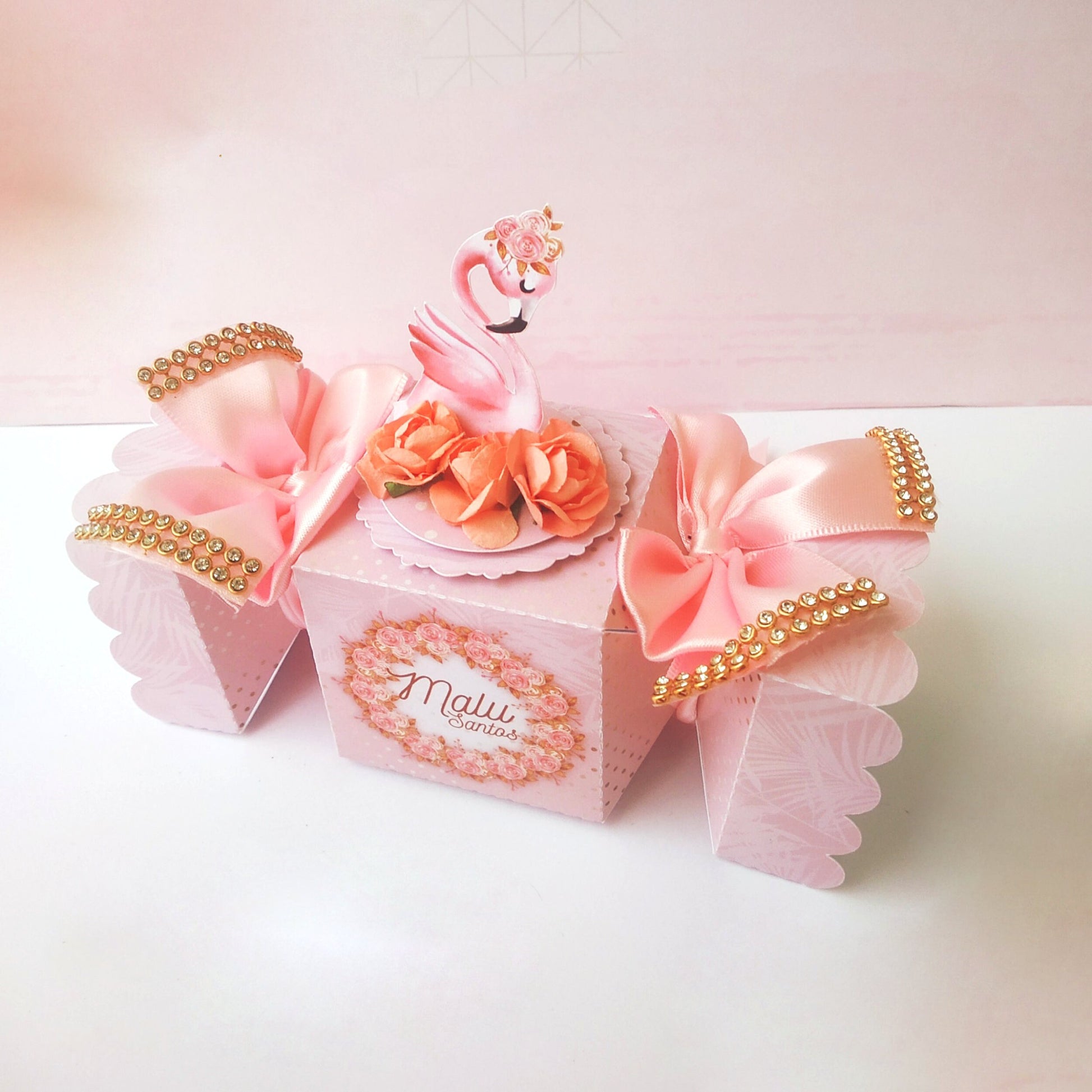 Luxury Flamingo Theme Candy Favor Box. Flamingo themed Treat Boxes. Luxury Flamingo Party decor and gift boxes. Luxury favor boxes.