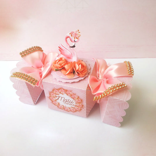Luxury Flamingo Theme Candy Favor Box. Flamingo themed Treat Boxes. Luxury Flamingo Party decor and gift boxes. Luxury favor boxes.