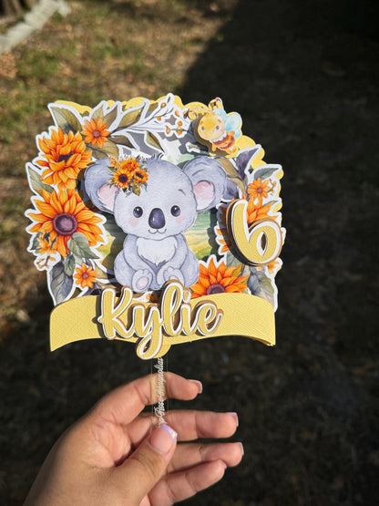 Koala Cake topper, Cake topper, Shaker cake topper, Tropical cake topper, Party decor, paper party decor, Tropical party decor, Paper party decorations, Tropical cake decoration, Koala party decorations, Koala cake topper, Koala party theme, Koala