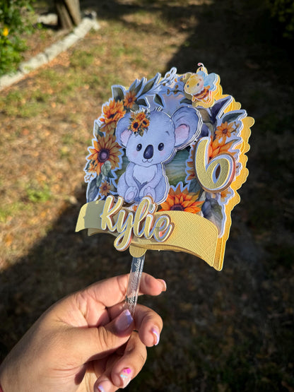 Koala Cake topper, Cake topper, Shaker cake topper, Tropical cake topper, Party decor, paper party decor, Tropical party decor, Paper party decorations, Tropical cake decoration, Koala party decorations, Koala cake topper, Koala party theme, Koala