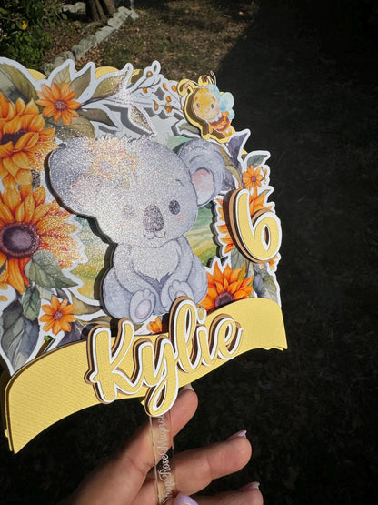 Koala Cake topper, Cake topper, Shaker cake topper, Tropical cake topper, Party decor, paper party decor, Tropical party decor, Paper party decorations, Tropical cake decoration, Koala party decorations, Koala cake topper, Koala party theme, Koala