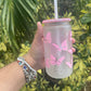 Pink Butterfly Glass Cup