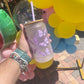 Purple Butterfly Glass Cup