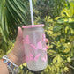 Pink Butterfly Glass Cup