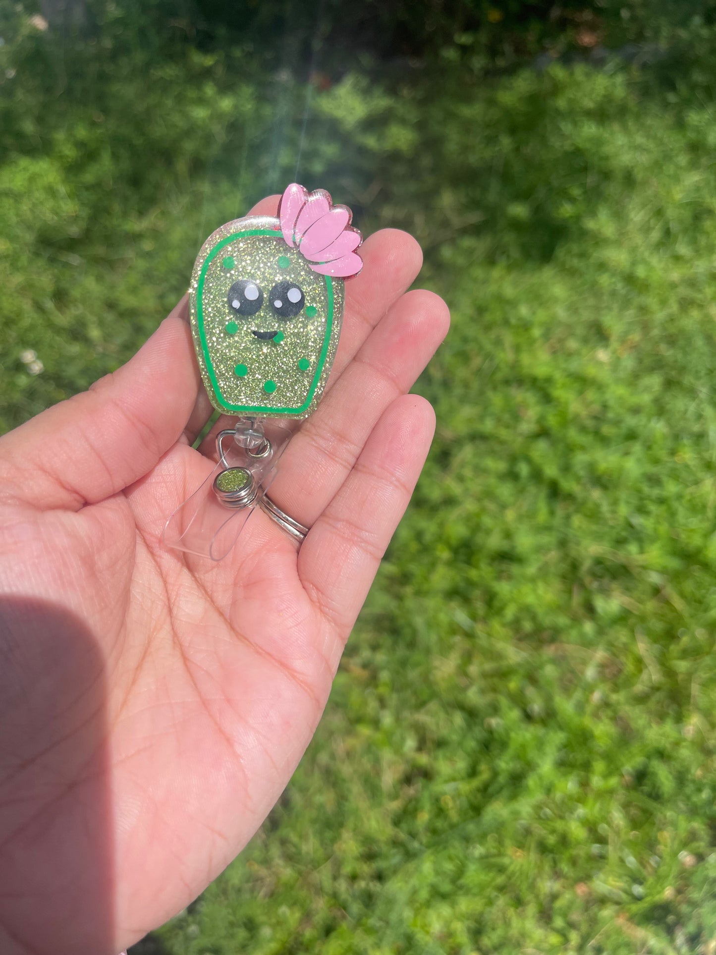 Baby Cactus Slice Badge Reel