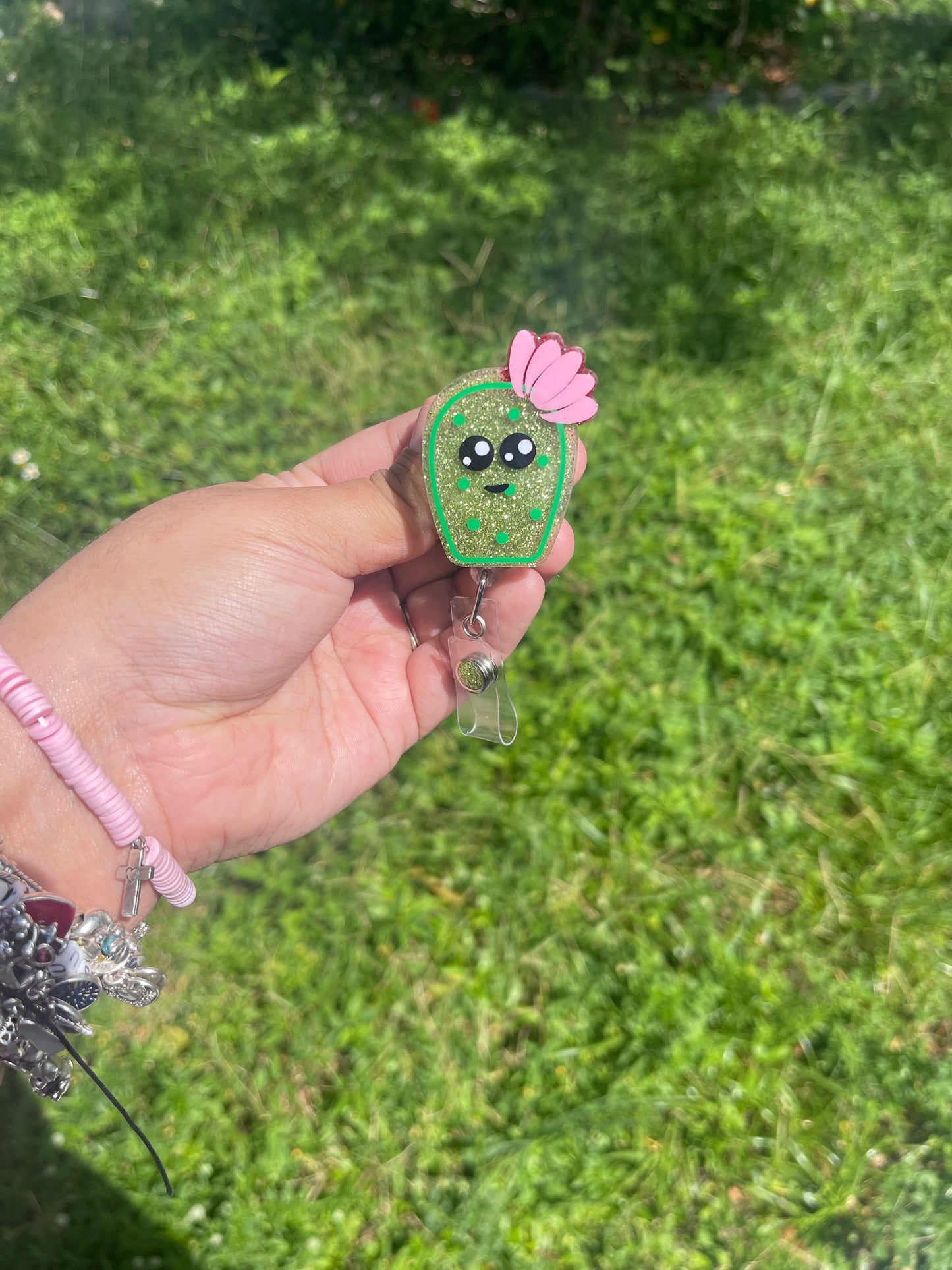 Baby Cactus Slice Badge Reel