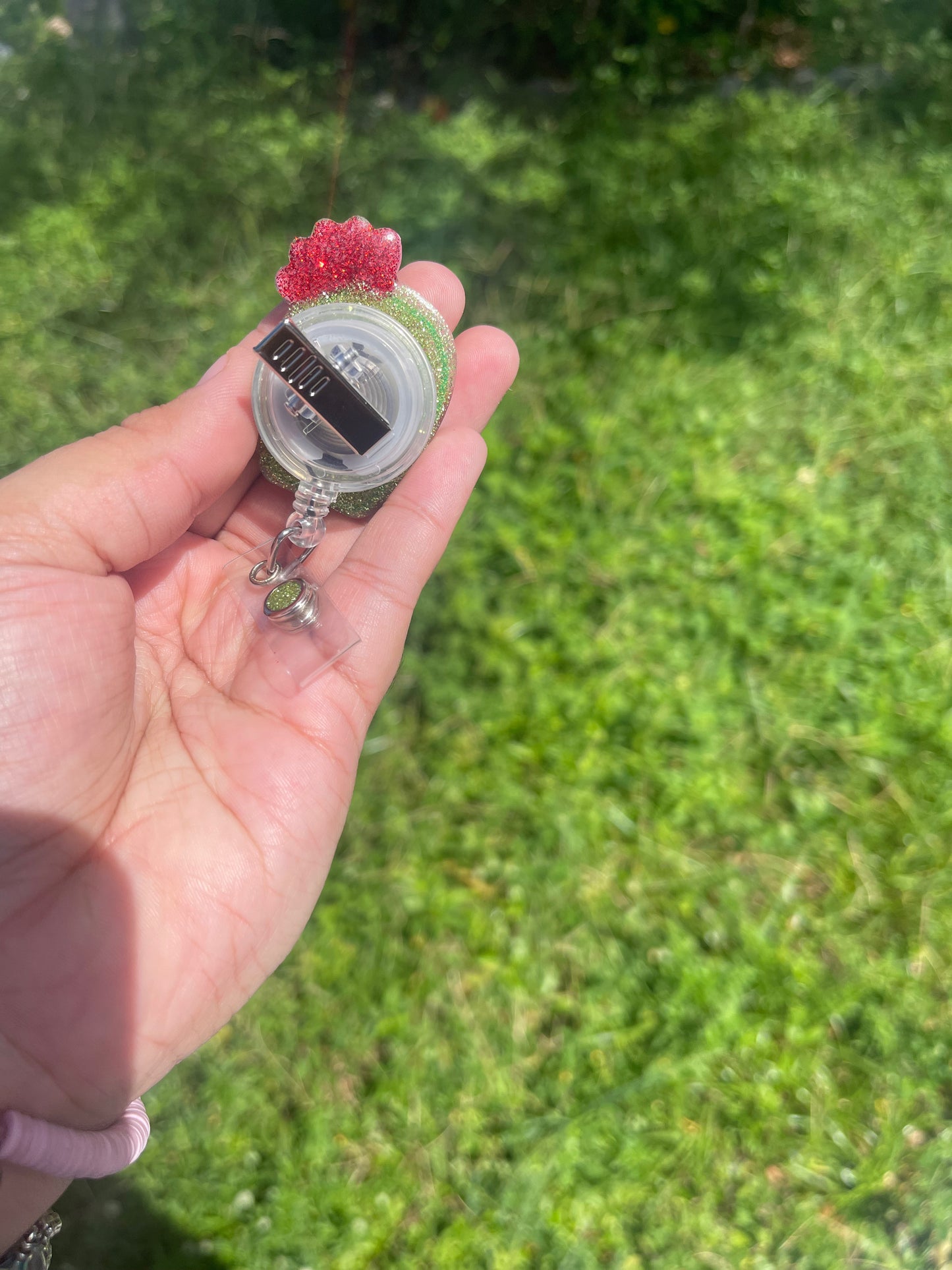 Baby Cactus Slice Badge Reel