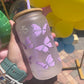 Purple Butterfly Glass Cup
