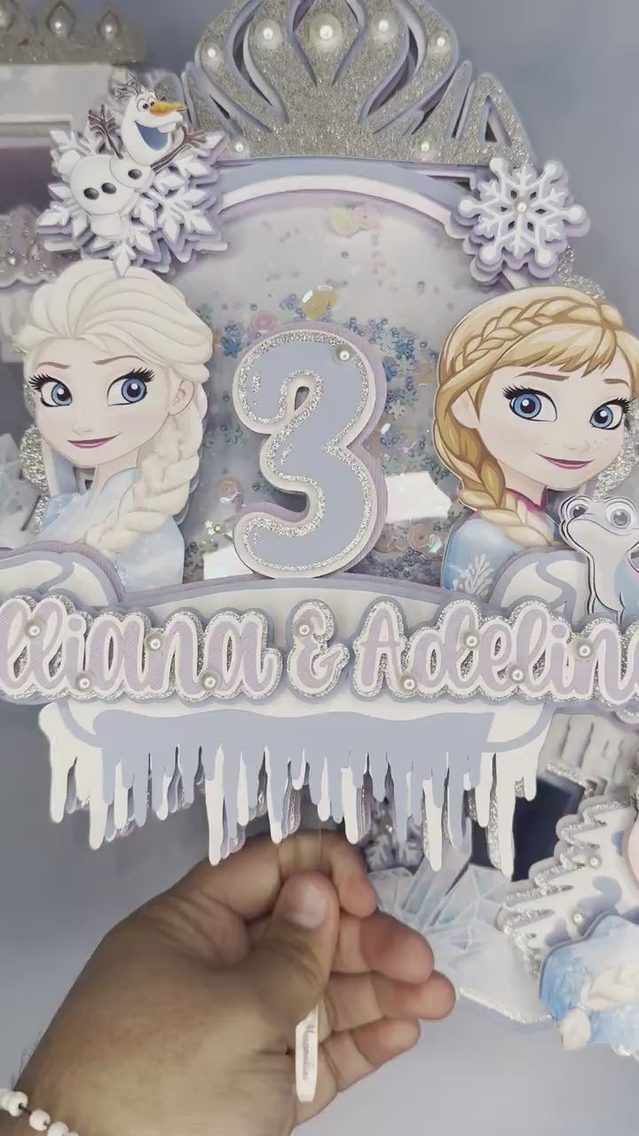 Frozen inspried Cake Topper - Custom Cake Topper - Ice Queen Cake topper - Frozen inspired party decor - Elsa Inspired cake topper