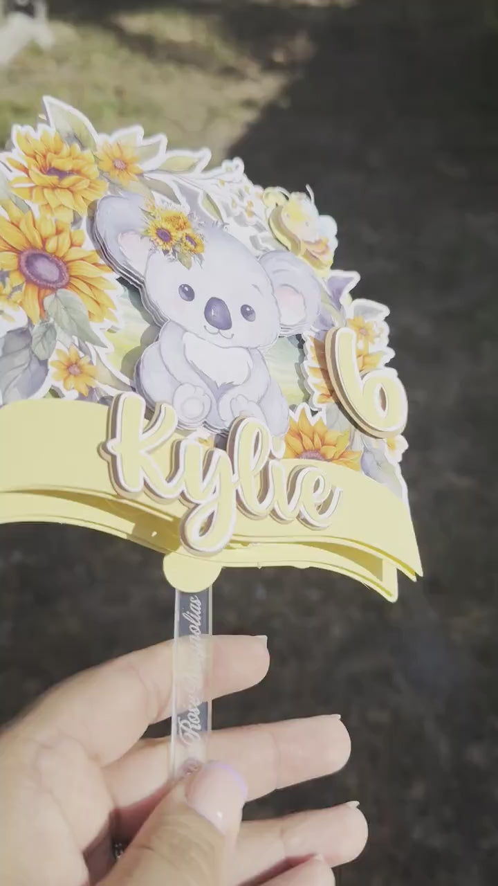Koala Cake Topper, Tropical Cake Topper, Koala Tropical Party, Koala Cake Decorations, Koala Party Supplies, Tropical Party, Koala Theme