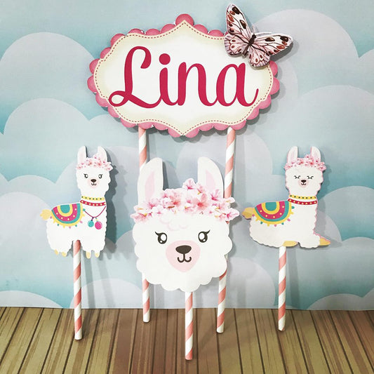 Llama Theme - Cake & Cupcake Toppers