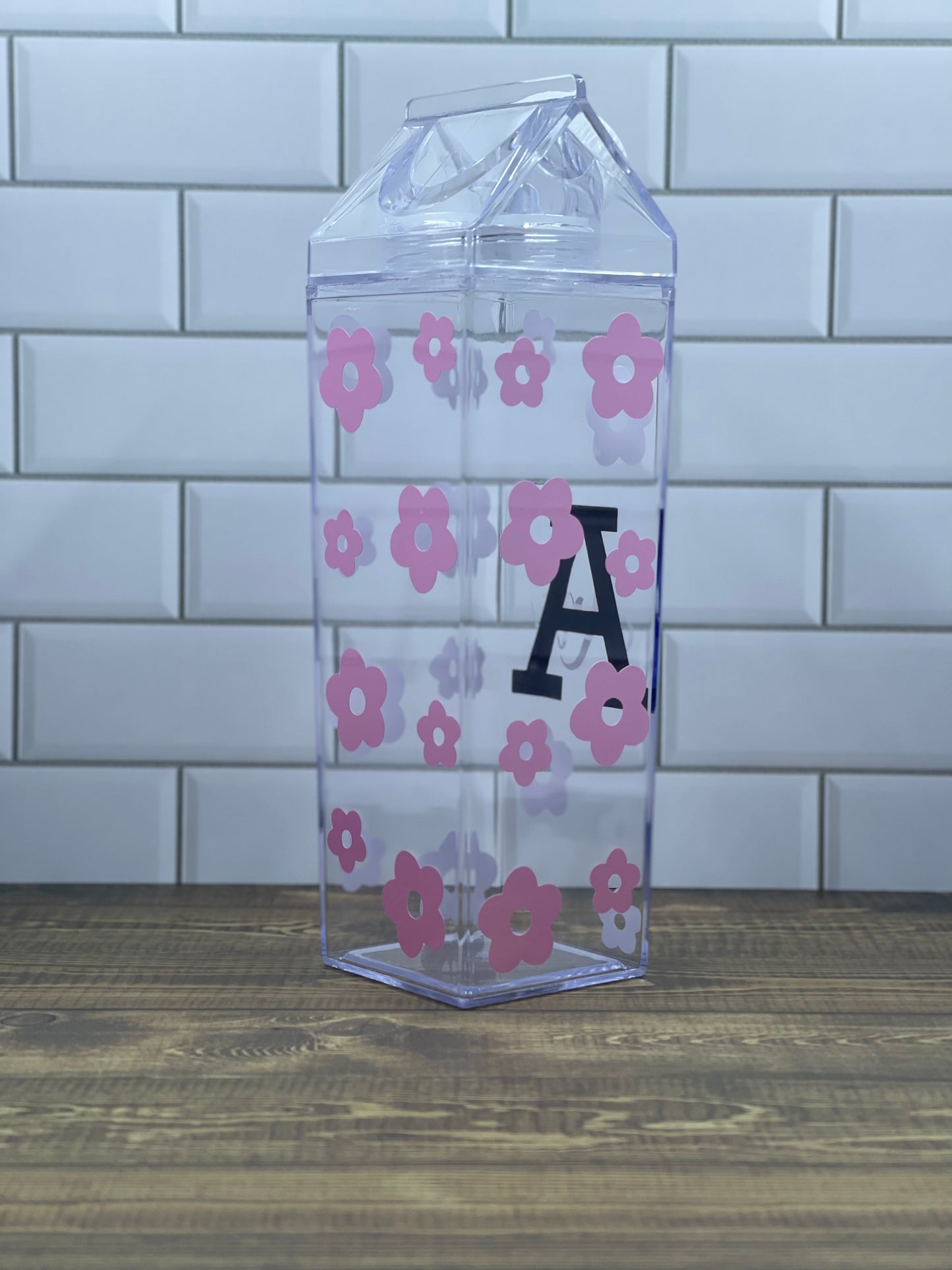 Customizable Milk Carton  water bottle - With Daisies