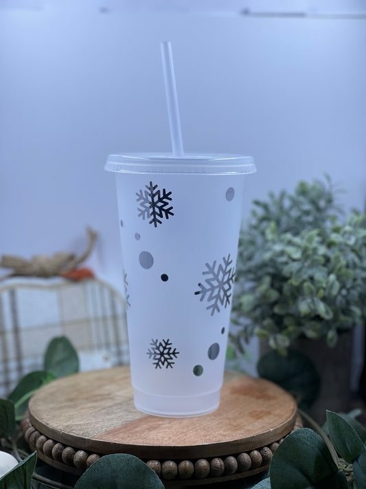 Snowflake Themed 24oz Cold cup