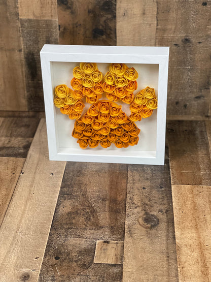 Paw Print Shadow box Tones of Orange