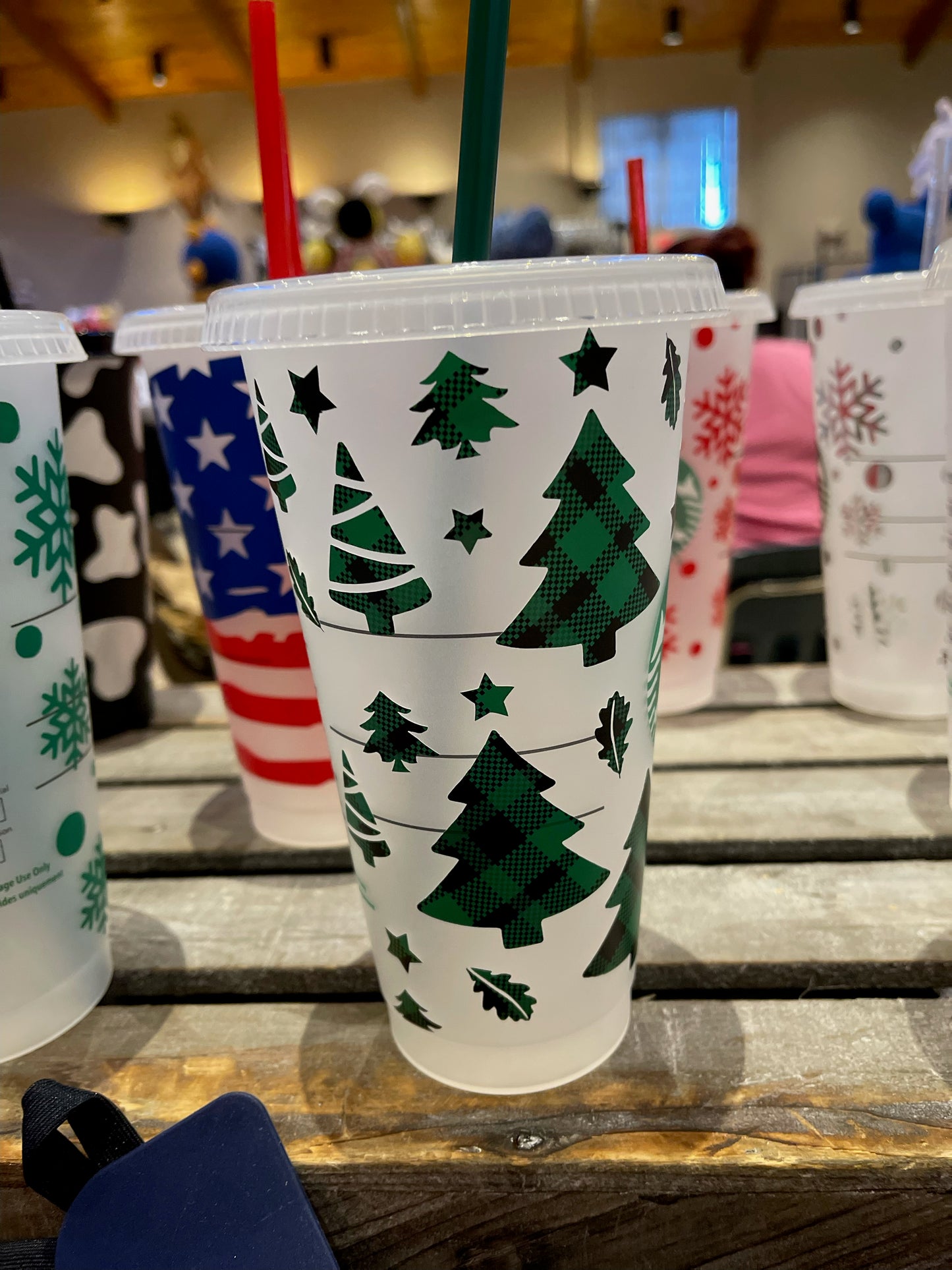 Buffalo Plaid Christmas Tree custom Starbucks cups