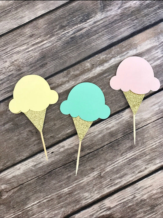 Ice Cream Themed - Cup Cake Toppers