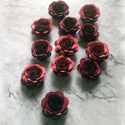 Red Hand Rolled Paper Flowers