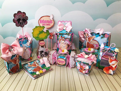 Boho Woodland Theme Candy Party Favor Box. Woodland theme Treat Boxes. Woodland Party decor and gift boxes.