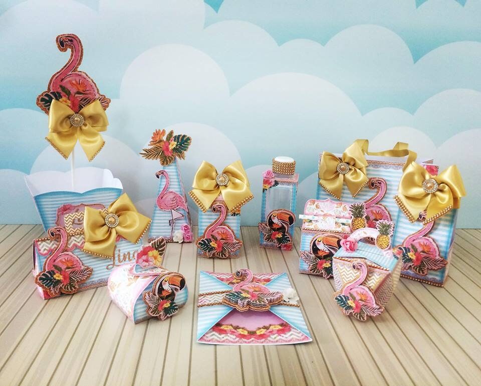 Flamingo Party Medium Favor Box, Personalized, Candy Box, Treat Box, Goodie Bag, Flamingo Themed Birthday Party Decorations. Flamingo party