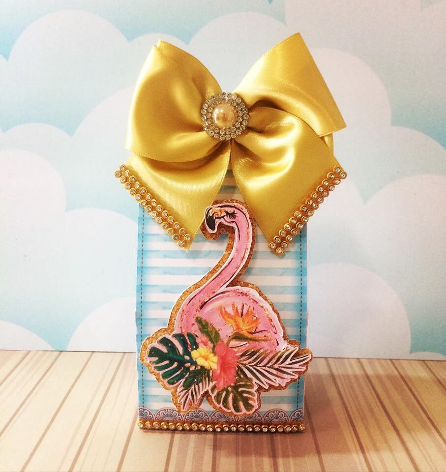 Flamingo Theme Pouch Party Favor Box. Flamingo theme Treat Boxes. Flamingo Party decor and gift boxes. Goodie bags, Treat Boxes, Candy box.