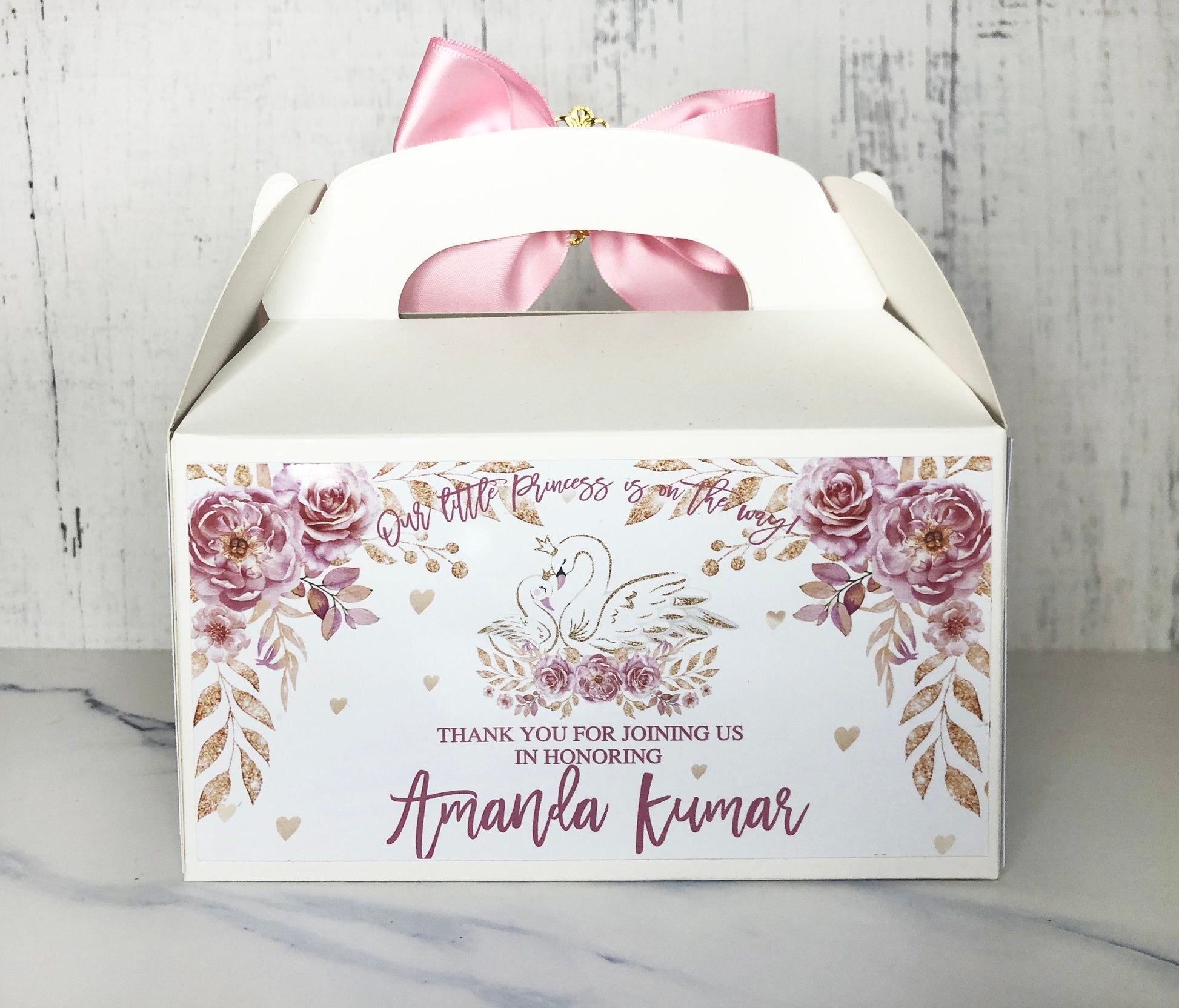 Luxury Swan Party Gable Box, Luxury Swan Decoration, Swan Baby Shower, Luxury goodie bags, Luxury favor boxes