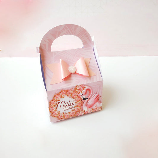 Luxury Flamingo Theme Handle box. Flamingo themed Treat Boxes. Luxury Flamingo Party decor and gift boxes. Luxury favor boxes.