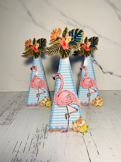 Flamingo Theme Cone Party Favor Box. Flamingo theme Treat Boxes. Flamingo Party decor and gift boxes. Goodie bags, Treat boxes, Candy Box.