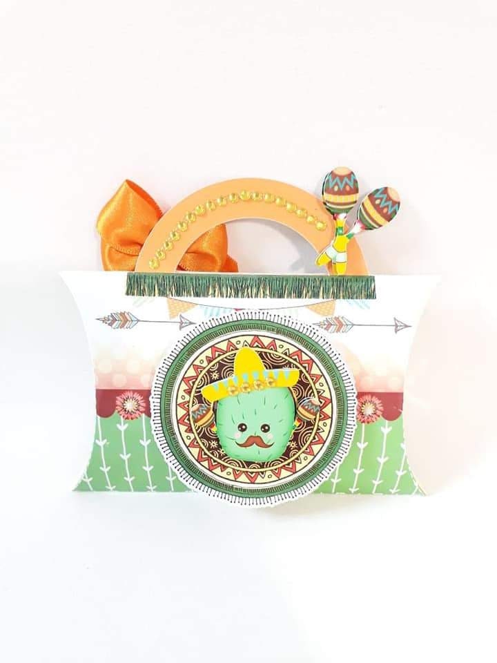 Cactus Fiesta Theme - Pouch with Handle Party Favor Box