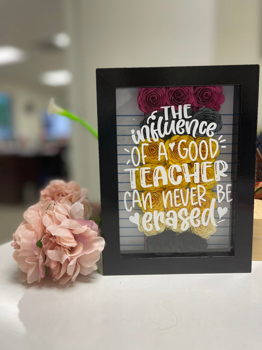 Influence of a teacher Shadowbox - paper rose gift - customized gift for teacher, Christmas, holidays, moms - teacher appreciation gift