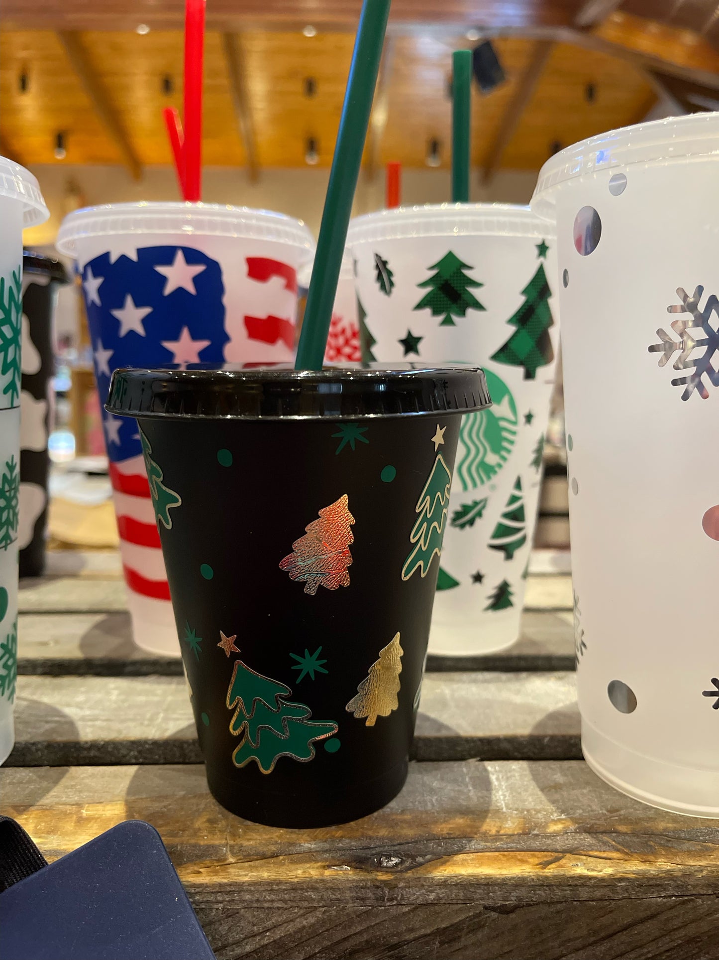 Christmas Tree Black Plastic Cup- small kids cup